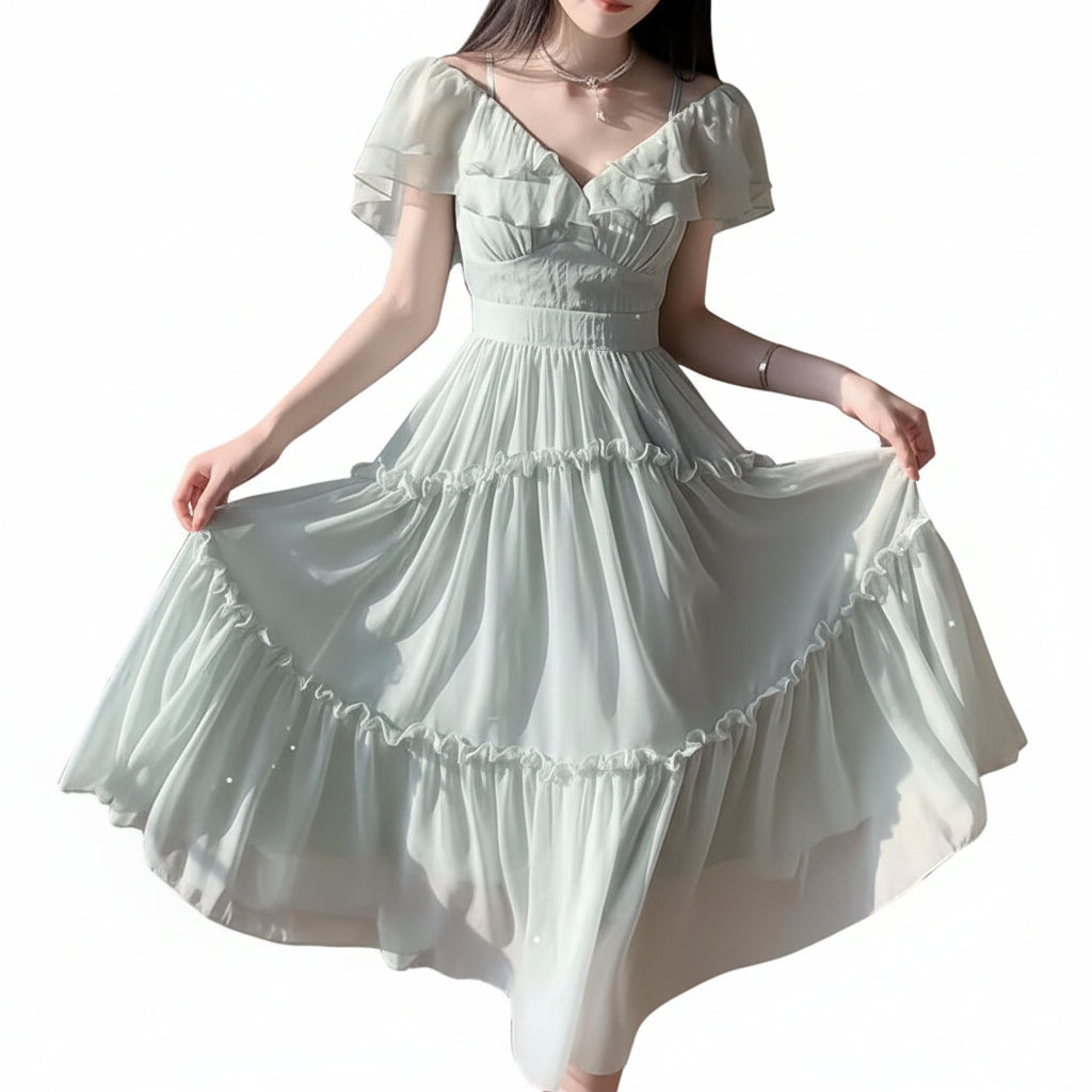 Chiffon Suspender Dress For Women