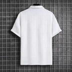 Mens Textured Short-Sleeve Polo Shirt With A Turn-Down Collar
