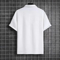 Mens Textured Short-Sleeve Polo Shirt With A Turn-Down Collar