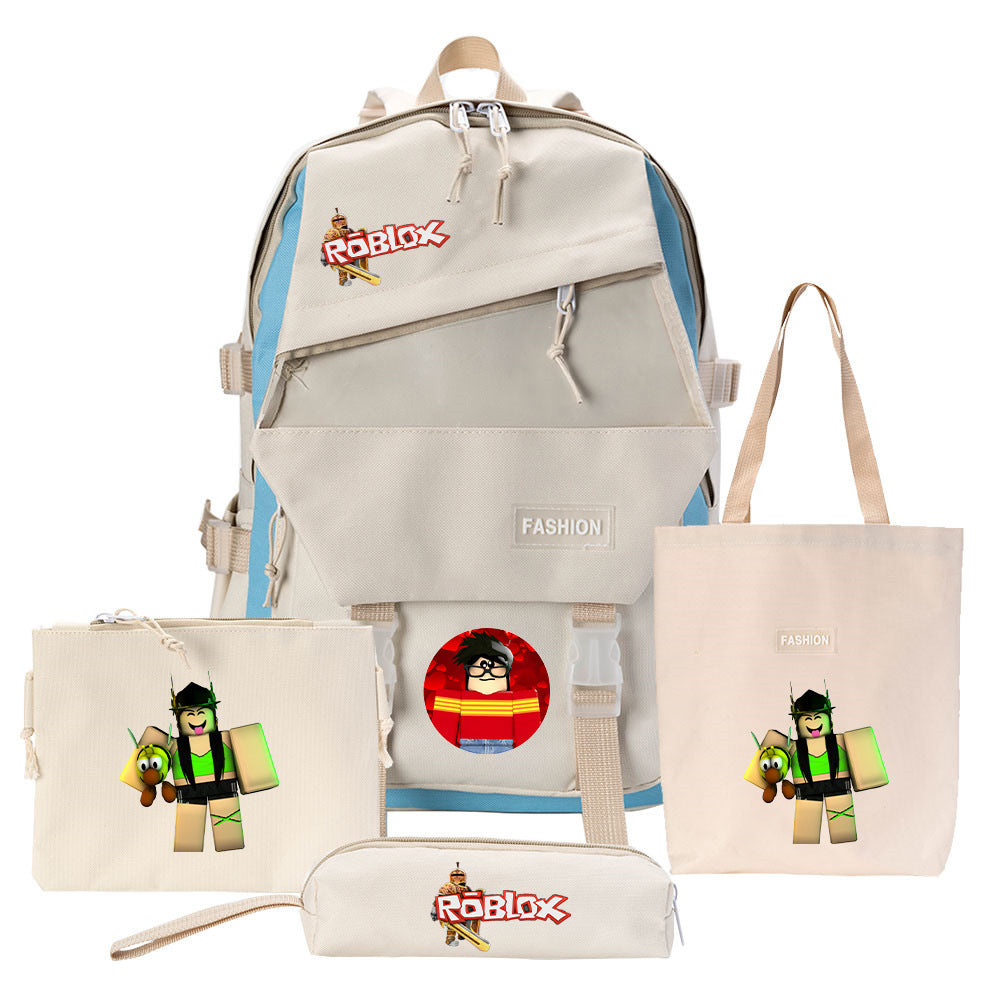 Four-piece Backpack Men And Women Student Pencil Bag Canvas Bag