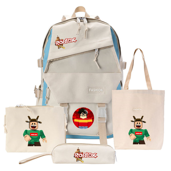Four-piece Backpack Men And Women Student Pencil Bag Canvas Bag