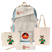 Four-piece Backpack Men And Women Student Pencil Bag Canvas Bag