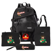 Four-piece Backpack Men And Women Student Pencil Bag Canvas Bag