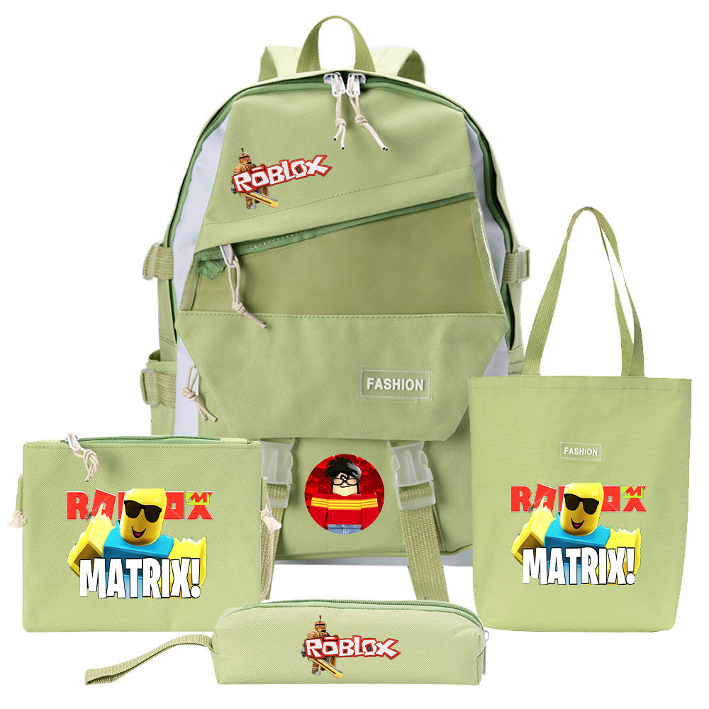 Four-piece Backpack Men And Women Student Pencil Bag Canvas Bag