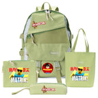 Four-piece Backpack Men And Women Student Pencil Bag Canvas Bag