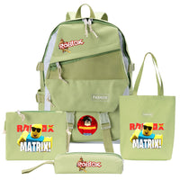 Four-piece Backpack Men And Women Student Pencil Bag Canvas Bag