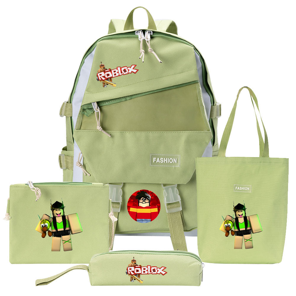 Four-piece Backpack Men And Women Student Pencil Bag Canvas Bag
