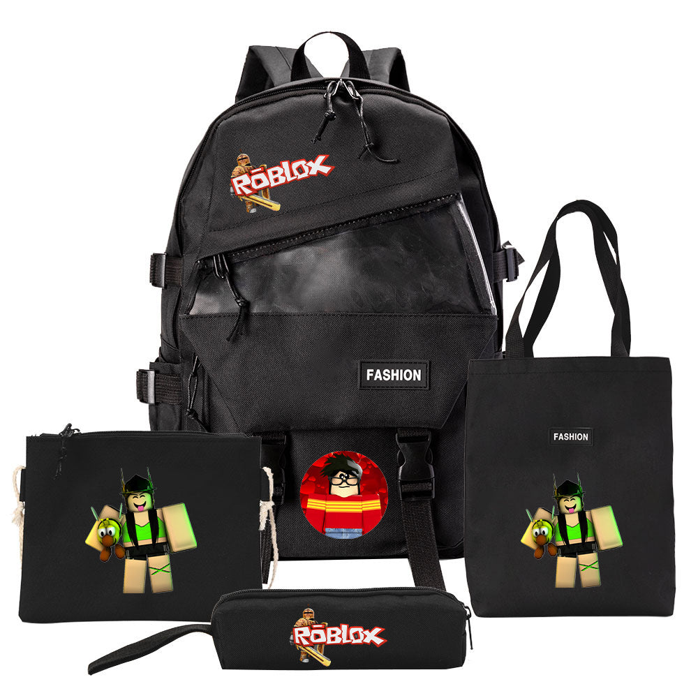 Four-piece Backpack Men And Women Student Pencil Bag Canvas Bag