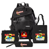 Four-piece Backpack Men And Women Student Pencil Bag Canvas Bag