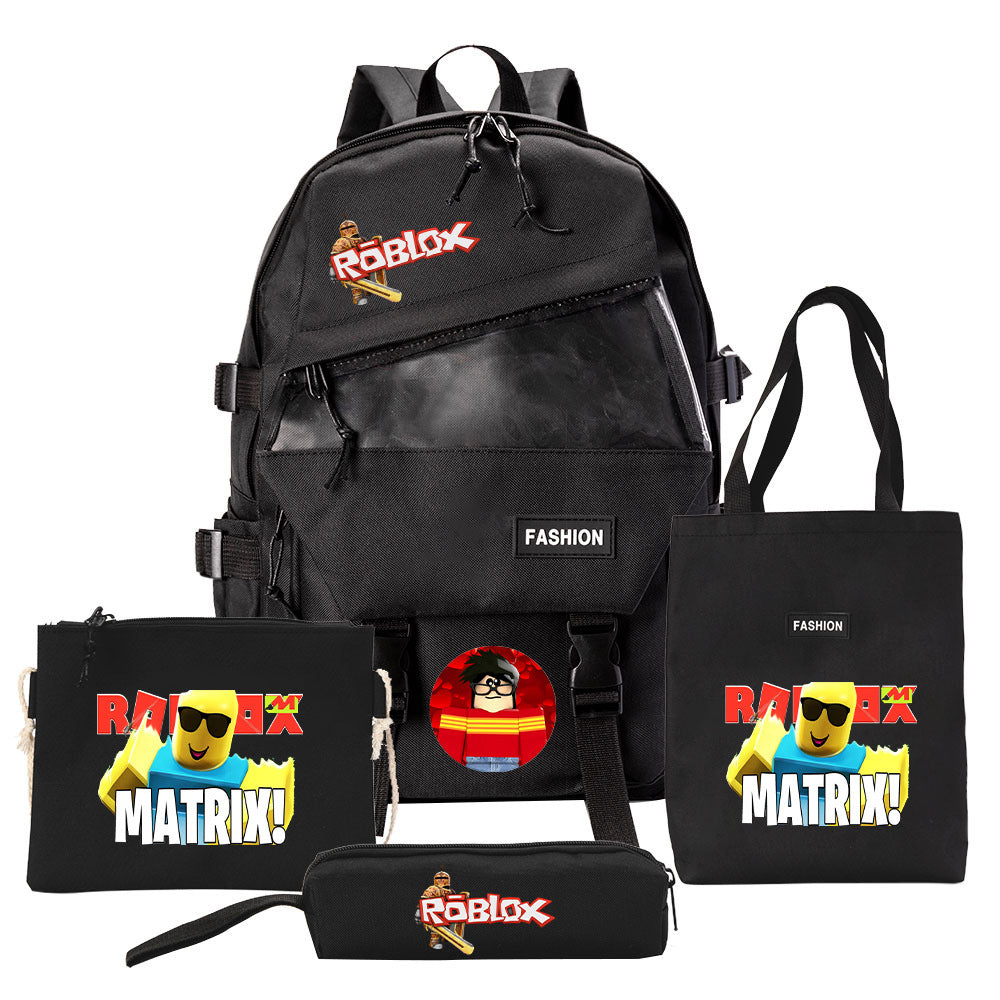Four-piece Backpack Men And Women Student Pencil Bag Canvas Bag