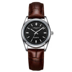 Womens Fashion Wristwatch With A Genuine Leather Strap And Luminous Quartz Movement
