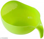 Multipurpose Vegetable Strainer Rice Washing Bowl | Plastic Fruit & Vegetable Cleaning Drain Basket | Kitchen Colander Bowl Green