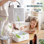 Portable Air Conditioner, 4-in-1 Mini Air Cooler with 4 Wind Speed, 2 Mist Mode, RGB 7 LED Light