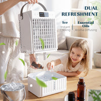 Portable Air Conditioner, 4-in-1 Mini Air Cooler with 4 Wind Speed, 2 Mist Mode, RGB 7 LED Light
