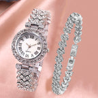 Fashionable Roman-Style Diamond-Encrusted Womens Watch