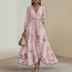 European And American Print Holiday Dress