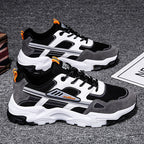 Black White Lace-up Sneakers Men Outdoor Breathable Csual Mesh Shoes Lightweight Running Sports Shoes