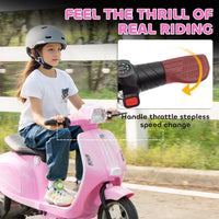 24V Kids Motorcycle with 3-Speed, Electric Motorcycle with Rear Suspension and LED Lights for 8-12 Years Old, Pink