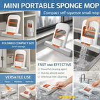 Mini Foldable Handheld Mop Self Squeezing Kitchen Wiper Cleaning Tool for Home and Car Detailing