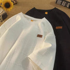 Plus-size Jacquard Loose Crew-neck Short-sleeve T-shirt