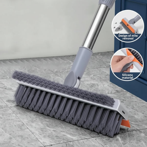 3-in-1 Orange Wiper Brush – Long Handle Bathroom Floor & Glass Cleaning Squeegee
