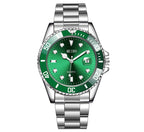 Magnifying Glass Calendar Mens Watch With A Steel Strap