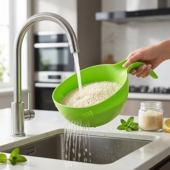 Multipurpose Vegetable Strainer Rice Washing Bowl | Plastic Fruit & Vegetable Cleaning Drain Basket | Kitchen Colander Bowl Green