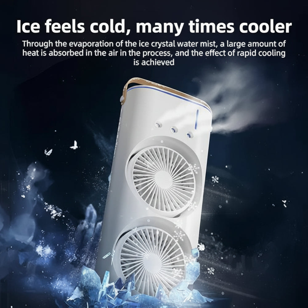 S8 Portable Dual-Fan Misting Air Cooler with Remote Control