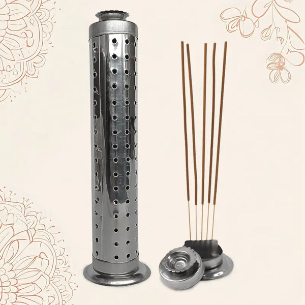 Stainless Steel Agarbatti Stand with Ash Catcher – Incense Stick Holder for Home & Office (1 Pc).