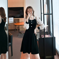 Chiffon Panel Velvet Dress For Women