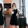 Chiffon Panel Velvet Dress For Women