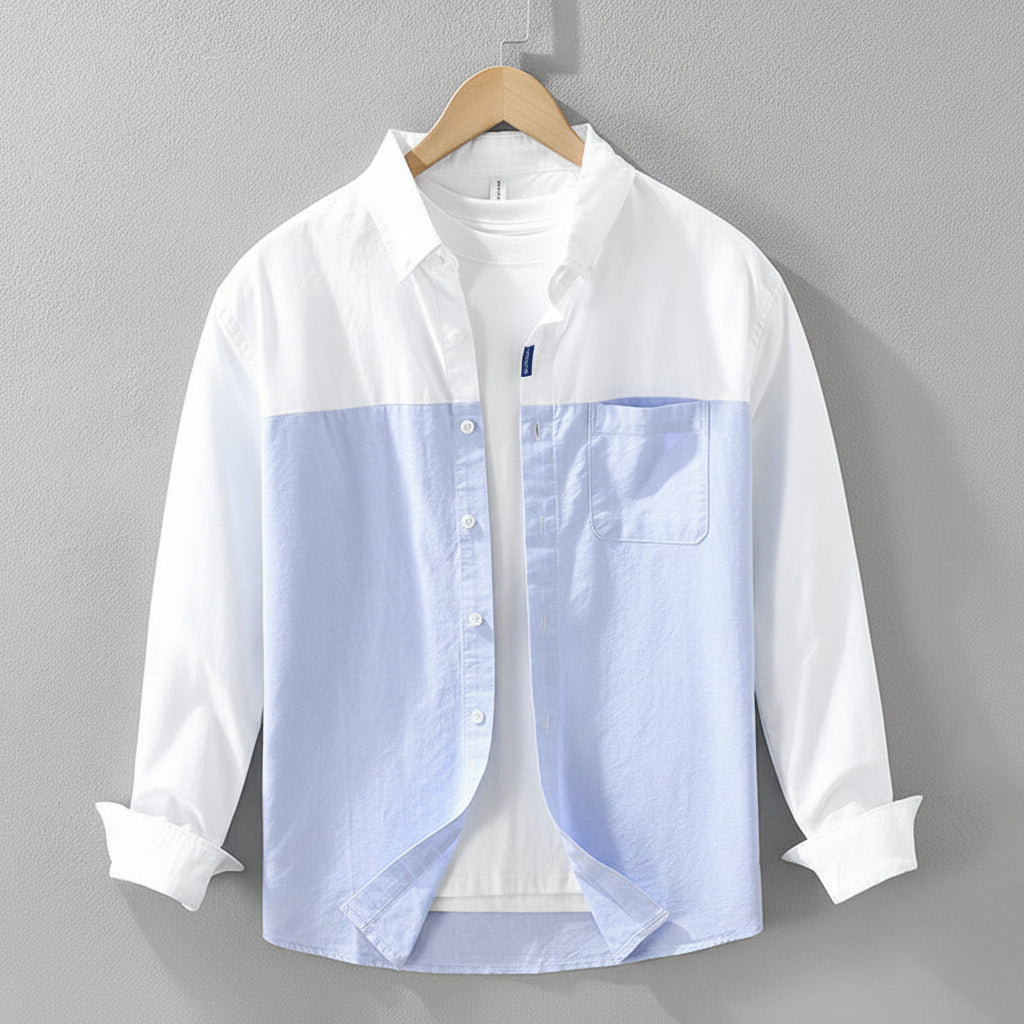 Men's Premium Patchwork Long Sleeve Button-Down Shirt