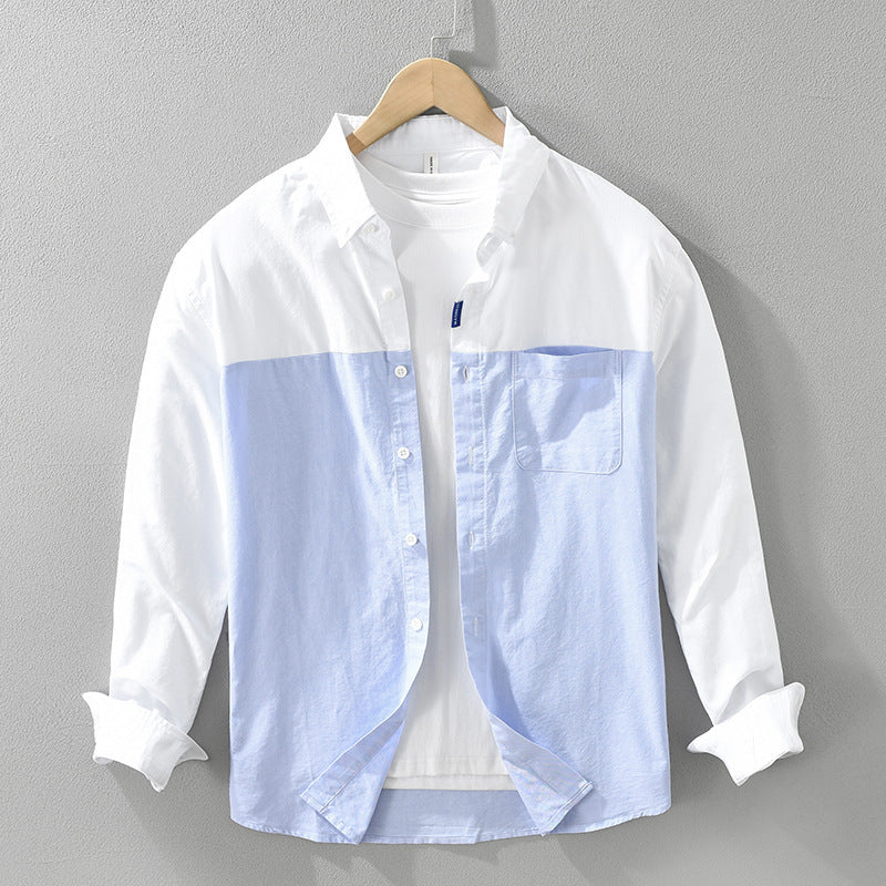 Men's Premium Patchwork Long Sleeve Button-Down Shirt