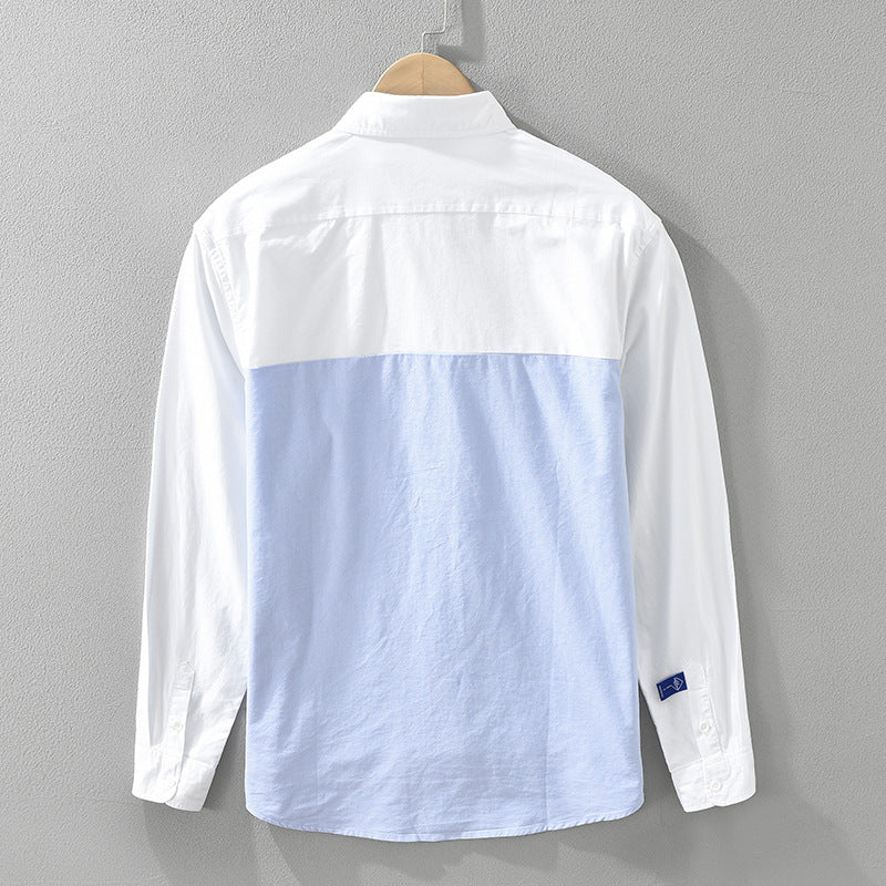 Men's Premium Patchwork Long Sleeve Button-Down Shirt