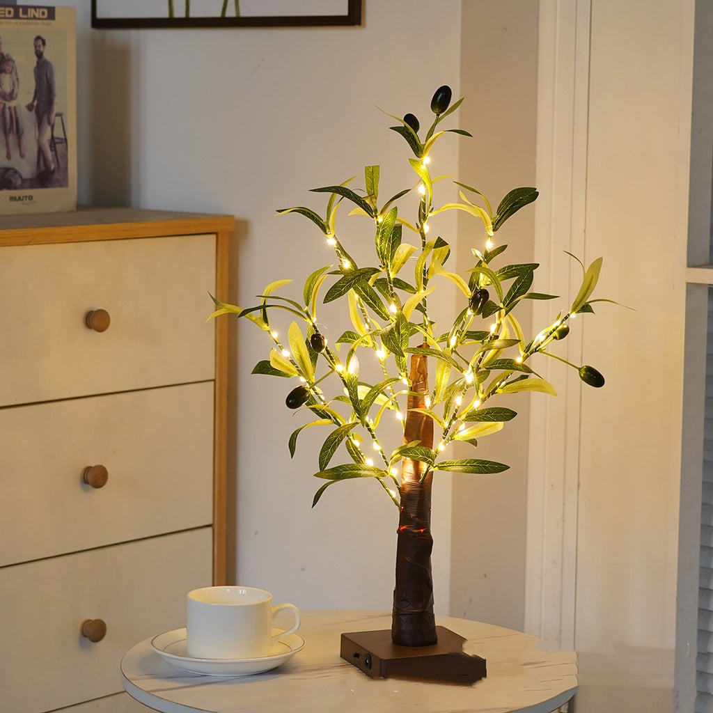 Green Leaf LED Tree Lamp Bedroom Room Decor Table Lamp