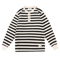Men's Retro Henry Collar Striped Washed Cotton Long-Sleeve T-Shirt