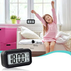 Digital LCD Alarm Clock with Auto Backlight | Time, Date & Temperature