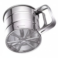 Stainless Steel Flour Sifter for Baking Double Layer Fine Mesh Baking Sieve with One Hand Press Handle for Sifting Flour Sugar Cocoa Powder