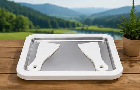 Rolled Ice Cream Maker Pan | Homemade Frozen Dessert Machine with 2 Spatulas for Ice Cream, Gelato & Yogurt