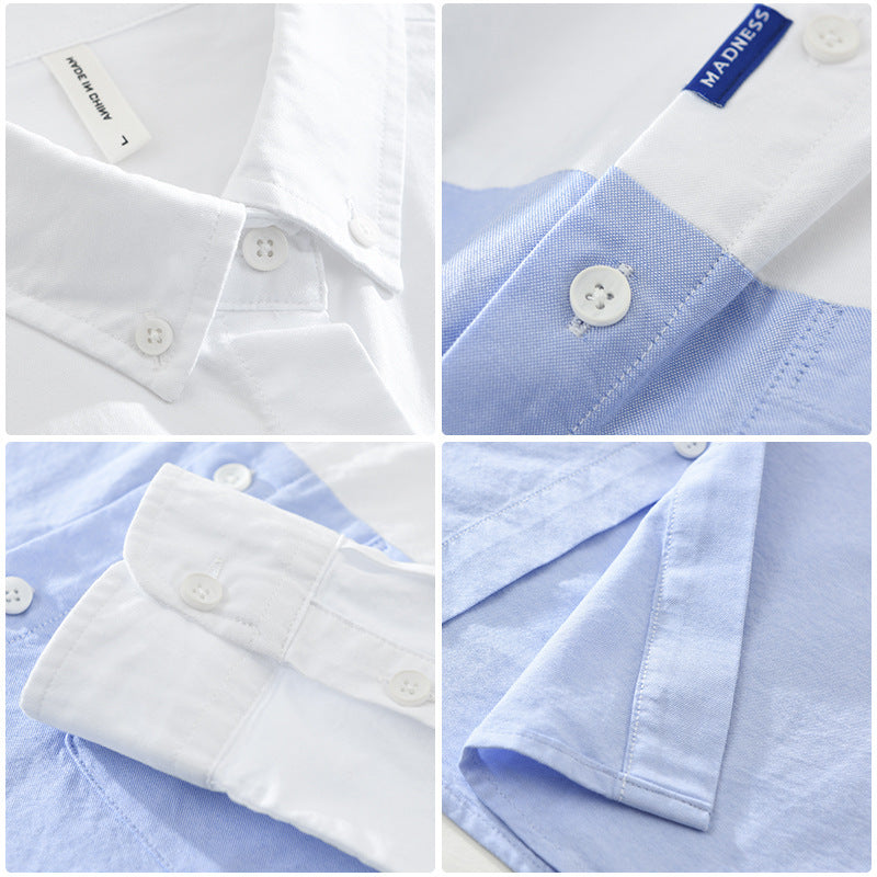 Men's Premium Patchwork Long Sleeve Button-Down Shirt
