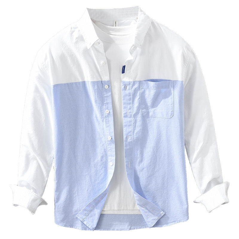 Men's Premium Patchwork Long Sleeve Button-Down Shirt