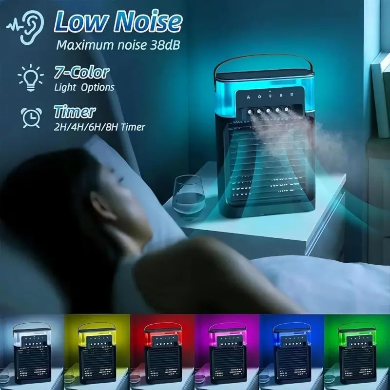 Portable Air Cooler Fan & 5-Mist Humidifier | Safe for Kids & Seniors