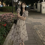 Square Neck Mid Length Pleated Waistband Skirt