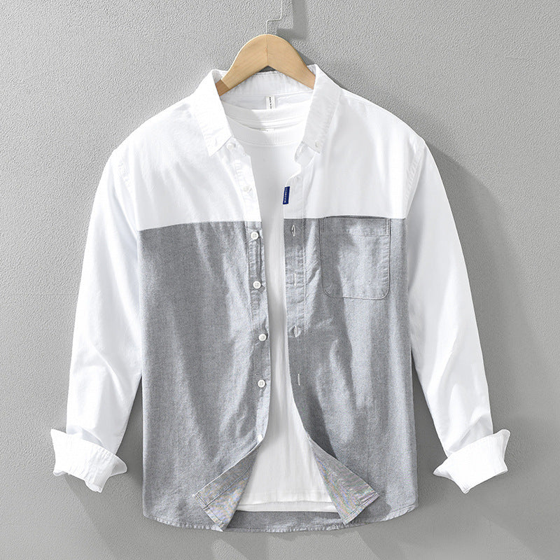 Men's Premium Patchwork Long Sleeve Button-Down Shirt