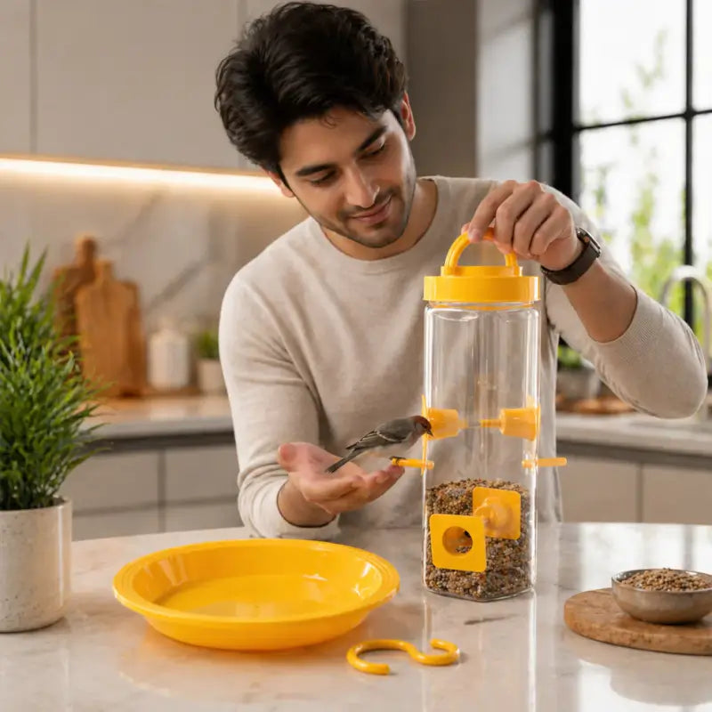 Hanging Bird Feeder | Multi-Port Transparent Seed Feeder for Garden, Balcony & Outdoor Birds