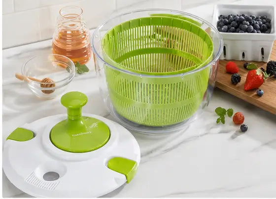 5L Multifunctional Salad Spinner & Vegetable Dryer – Manual Fruit and Vegetable Washer with Transparent Bowl