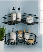 Self Adhesive Metal Corner Shelf for Bathroom & Kitchen | Wall Mounted L-Shape Storage Rack (Pack of 2)