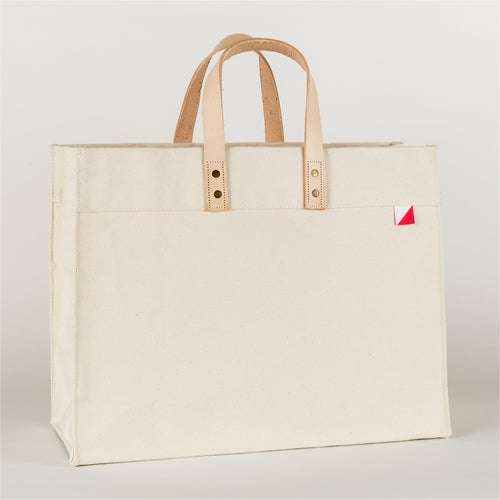 Box Tote Bag Canvas and Leather