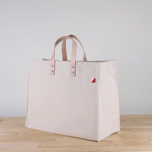 Box Tote Bag Canvas and Leather