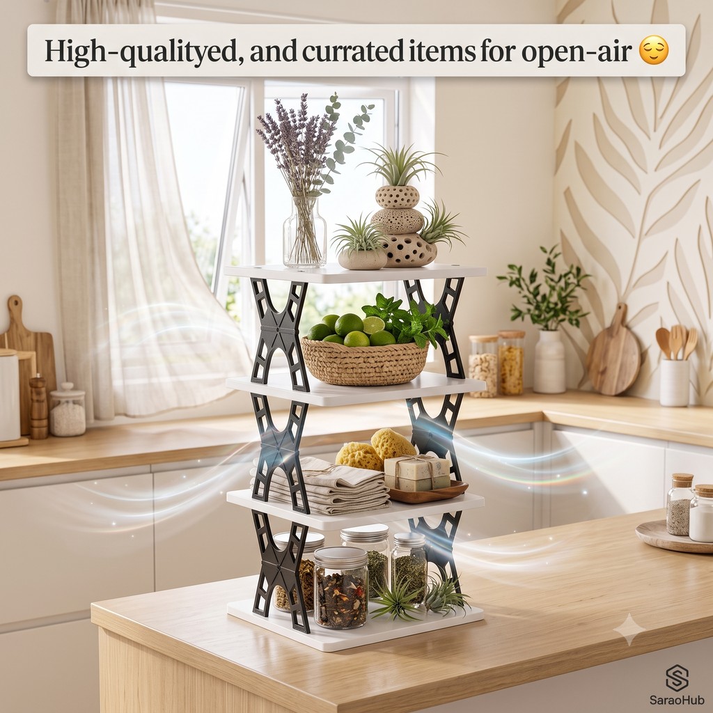 Multipurpose Foldable 4 Layer Storage Rack | Space Saving Kitchen | Foldable Countertop Storage Stand
